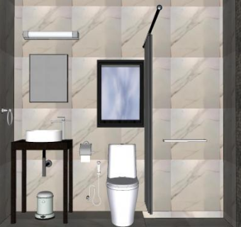 现代时尚家装浴室SU模型下载_sketchup草图大师SKP模型