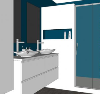 蓝白色卫浴设计SU模型下载_sketchup草图大师SKP模型