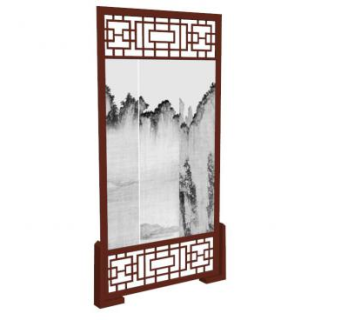 中式木雕隔断su模型下载_sketchup草图大师SKP模型