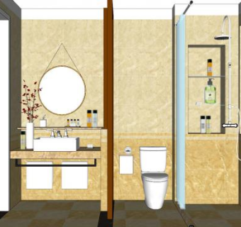 古典大理石浴室SU模型下载_sketchup草图大师SKP模型