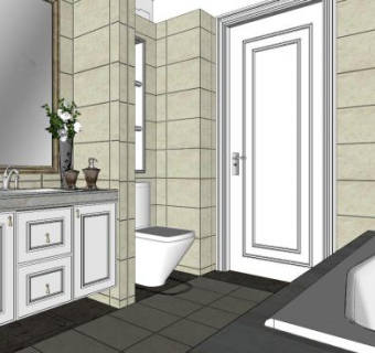 欧式整体卫生间SU模型下载_sketchup草图大师SKP模型