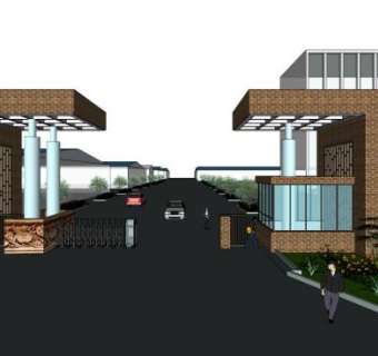 厂区大门su模型下载_sketchup草图大师SKP模型