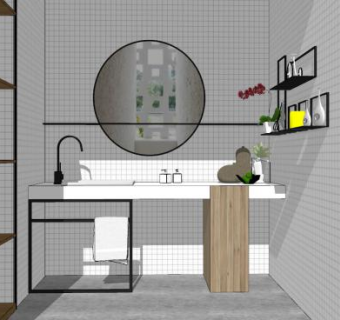 北欧浴室浴室柜SU模型下载_sketchup草图大师SKP模型