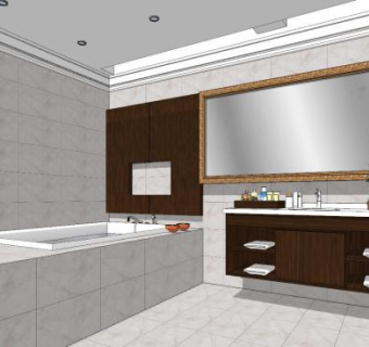 大理石轻奢浴室SU模型下载_sketchup草图大师SKP模型