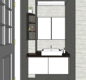 简约现代浴室SU模型下载_sketchup草图大师SKP模型