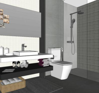 简约风卫浴设计SU模型下载_sketchup草图大师SKP模型