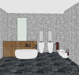 简约风马赛克卫浴SU模型下载_sketchup草图大师SKP模型