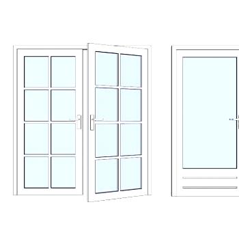 单开玻璃门su模型下载_sketchup草图大师SKP模型