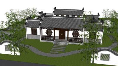 室外庭院su模型下载_sketchup草图大师SKP模型