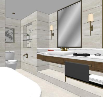 现代轻奢卫浴室内SU模型下载_sketchup草图大师SKP模型