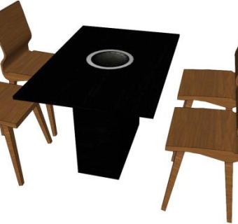 火锅店桌子su模型下载_sketchup草图大师SKP模型