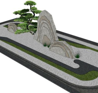 枯山水片石su模型下载_sketchup草图大师SKP模型