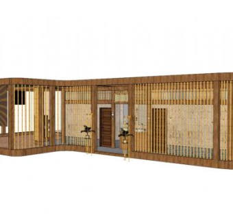 中式木质风格公共厕所su模型下载_sketchup草图大师SKP模型