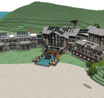 别墅山体su模型下载_sketchup草图大师SKP模型