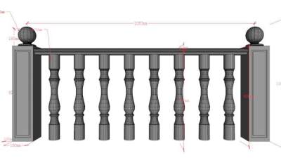 简洁阳台栏杆su模型下载_sketchup草图大师SKP模型