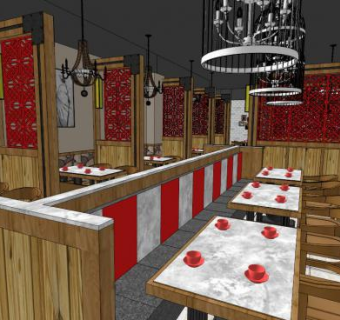 两层中餐厅SU模型下载_sketchup草图大师SKP模型