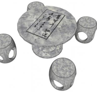 中式石凳su模型下载_sketchup草图大师SKP模型