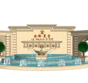 室内水景墙su模型下载_sketchup草图大师SKP模型