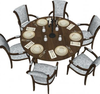 北欧风格圆桌su模型下载_sketchup草图大师SKP模型