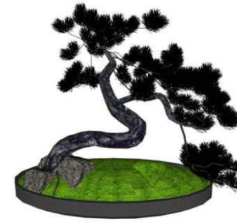 日式盆栽su模型下载_sketchup草图大师SKP模型