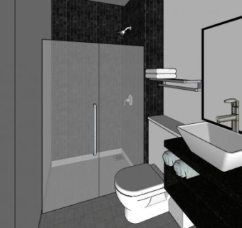 现代简约黑色浴室SU模型下载_sketchup草图大师SKP模型