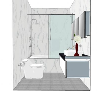 极简大理石浴室SU模型下载_sketchup草图大师SKP模型