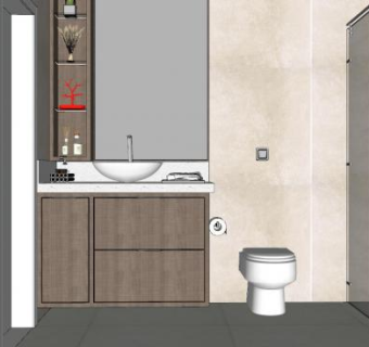 新中式卫生间室内SU模型下载_sketchup草图大师SKP模型