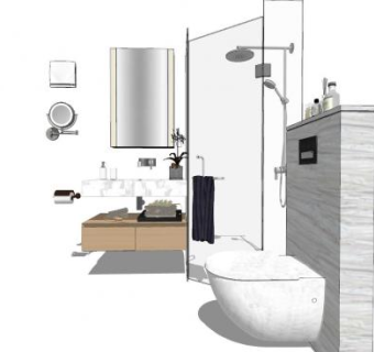 现代极简卫浴室内SU模型下载_sketchup草图大师SKP模型