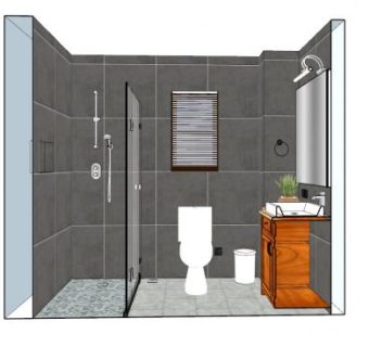 现代灰色整体卫浴SU模型下载_sketchup草图大师SKP模型