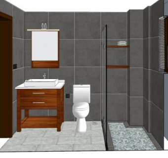 现代整体卫浴原木家具SU模型下载_sketchup草图大师SKP模型