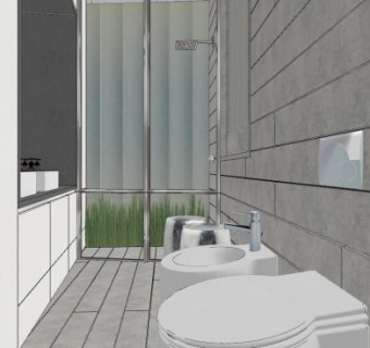 简约现代卫浴设计SU模型下载_sketchup草图大师SKP模型