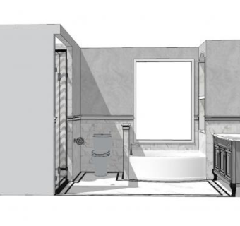 现代浅色系卫浴SU模型下载_sketchup草图大师SKP模型