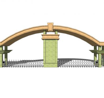 学校保安门su模型下载_sketchup草图大师SKP模型