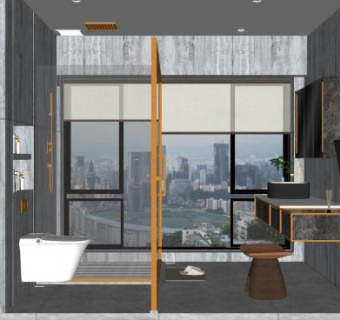 现代工业风卫浴SU模型下载_sketchup草图大师SKP模型