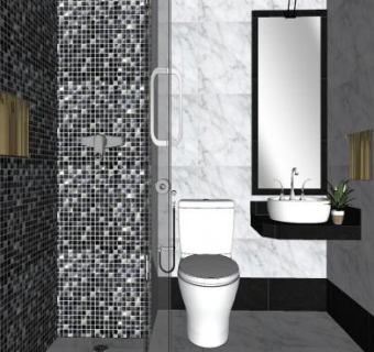 现代马赛克大理石卫浴SU模型下载_sketchup草图大师SKP模型