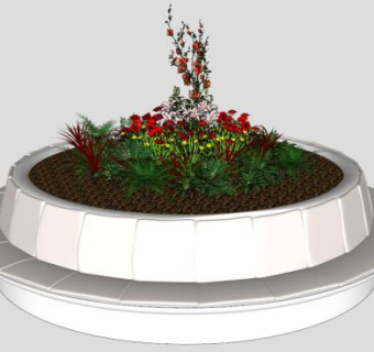 圆花坛su模型下载_sketchup草图大师SKP模型