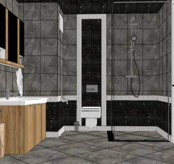 新中式卫浴家具SU模型下载_sketchup草图大师SKP模型