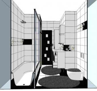 现代极简白色浴室SU模型下载_sketchup草图大师SKP模型