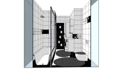现代极简白色浴室SU模型下载_sketchup草图大师SKP模型