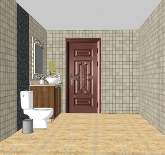 现代马赛克卫浴家装SU模型下载_sketchup草图大师SKP模型