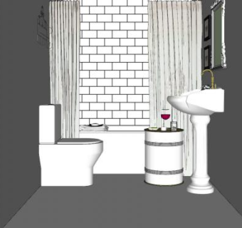现代极简白色卫浴SU模型下载_sketchup草图大师SKP模型
