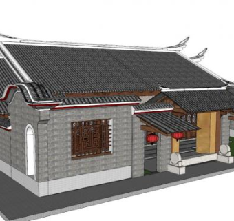 闽南古建su模型下载_sketchup草图大师SKP模型