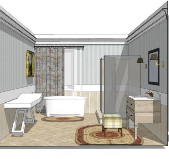 欧式卫生间整体家装SU模型下载_sketchup草图大师SKP模型