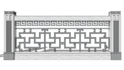 石头桥栏杆su模型下载_sketchup草图大师SKP模型