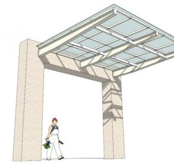 单臂玻璃雨棚su模型下载_sketchup草图大师SKP模型
