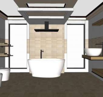 复古家装卫浴设计SU模型下载_sketchup草图大师SKP模型