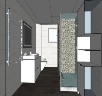 现代马赛克卫浴设计SU模型下载_sketchup草图大师SKP模型