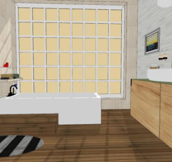 原木风现代卫生间浴室SU模型下载_sketchup草图大师SKP模型