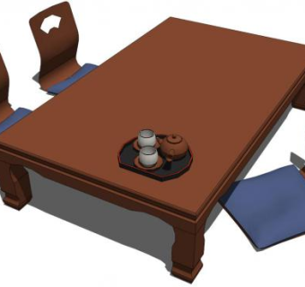 正式日式茶几su模型下载_sketchup草图大师SKP模型