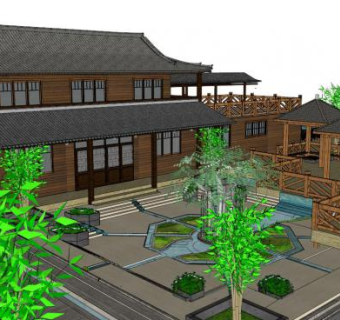 中式茶楼su模型下载_sketchup草图大师SKP模型